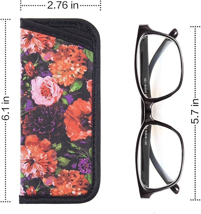 TRIUMPH VISION Reading Glasses Pouch Eyeglass Sleeve Soft Case Slim 3 Pack | Alternative to Bulky Case Lightweight，Neoprene Lined Padded Protect Optical lens Slip in, Cute Pattern Portable for Daily Use
