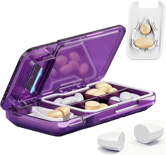 Pill Cutter for Cutting Multiple, 1/2 Pill Splitter for Large, Small and Tiny with Store, Portable Pills Cutter,Storage Organizer, Accurate Centering Alignment Devic (Purple)