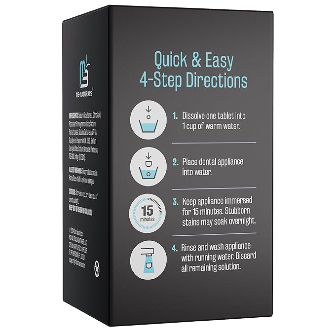 Coffee and Tea Retainer Cleaner Tablets, Removes Odors, Stains, and Plaque, 4-Month Supply, Denture Cleanser for Caffeine Enthusiasts, 120 Tablets by M3