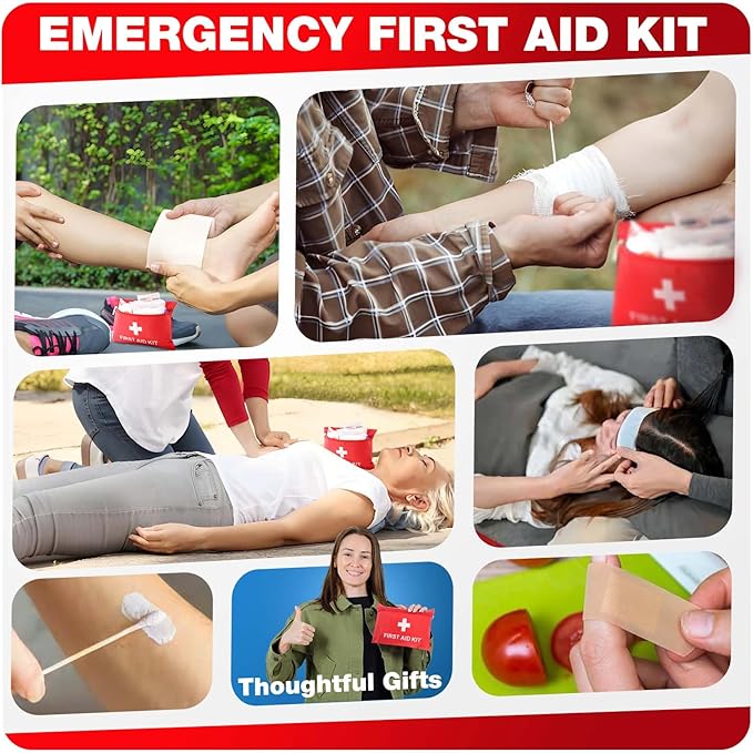 First Aid Kit for Home Car Travel 107 Piece Emergency Kits for Hiking Camping Small Trauma Kit for Boat Vehicle Lightweight Compact Pocket Aid Kit for Sports Outdoor Survival | Lightweight, Compact