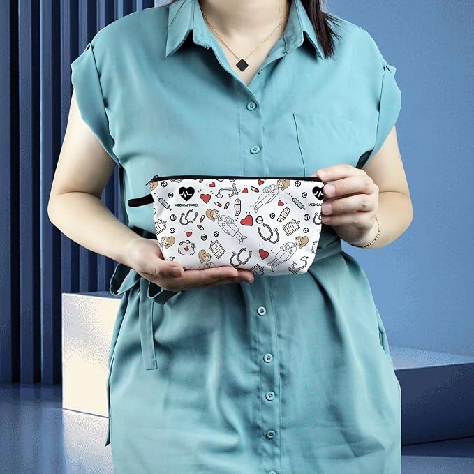 Livel lhood Nurse Medical Supplies Small Makeup Zipper Bag | Nurse Medical Supplies Printed Cosmetic Organizer Pouch, Medical Theme Gift for Women Friends