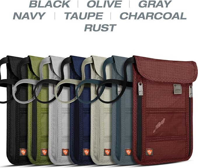 Lewis N. Clark Stash Neck Travel Wallet | RFID Blocking Passport Holder | Protect Personal Information | Navy