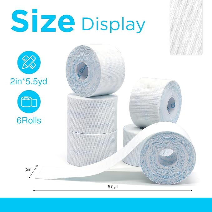 OK TAPE Hypoallergenic Surgical Tape 2 inch x 5.5yd |6 Rolls,Dry Medical Tape for Skin, Tube, Dressings, Wound First Aid Tape