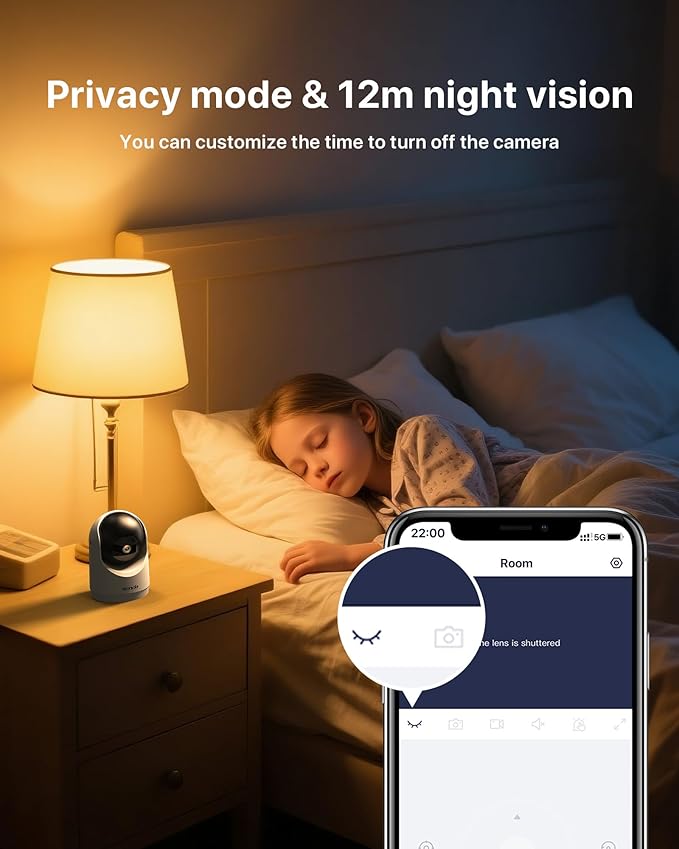 Tenda 2K Indoor Security Camera for Baby Monitor, 360°Pet/Dog Camera for Home Security, 2-Way Audio, Motion Detection, Night Vision, 24/7 Cloud & SD Card Storage (CP3-V3.0 with 64GB SD Card)