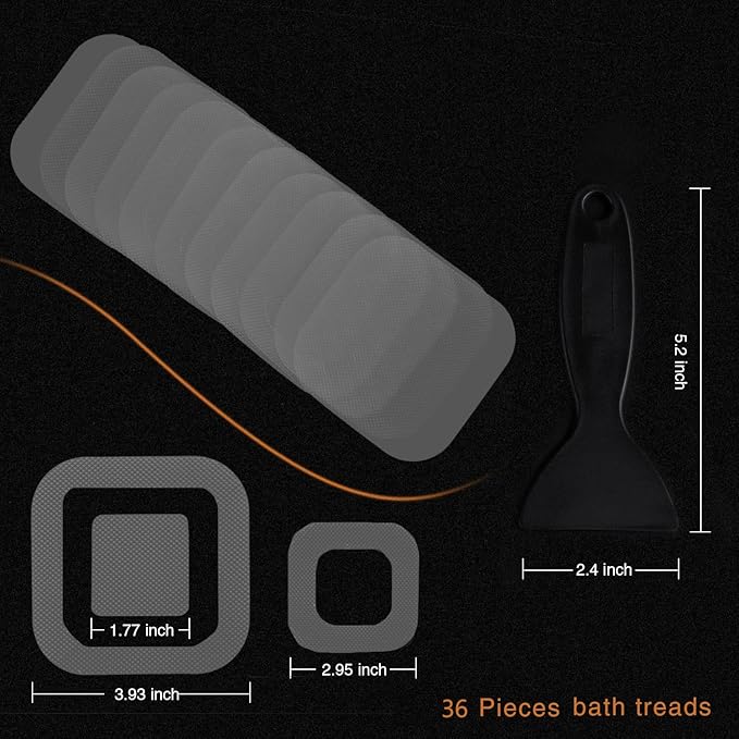 Non-Slip Bathtub Stickers, 72 PCS Safety Bathroom Tubs Showers Treads Adhesive Decals Scraper (Grey)