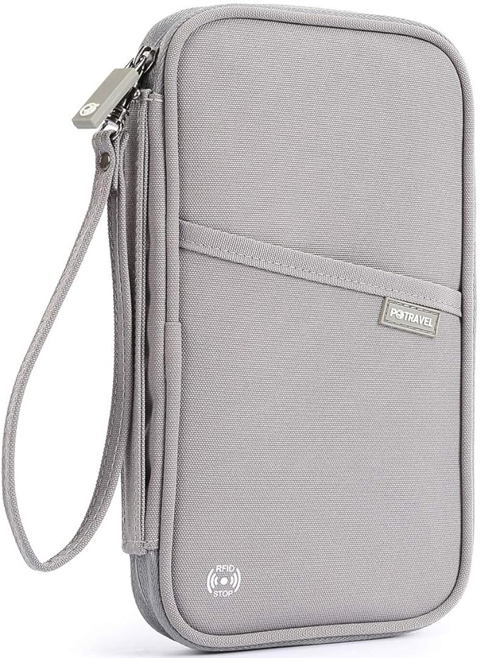 VanFn RFID Travel Passport Wallet, Family Passport Holder, Trip Document Organizer P.Travel Series (Nylon - Grey)