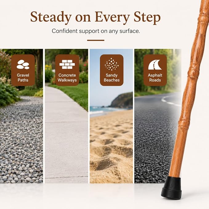 Wooden Walking Canes for Men and Women, Natural Rosewood Walking Sticks for Senior Support, Up to 500 Lbs Walking Stick, Heavy-Duty Walking Cane for Men, Suitable for Gift