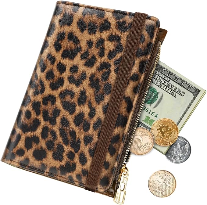 Passport Holder for Travel, RFID Blocking Passport Cover for Women Zipper | Travel Wallets, Passport Book Holder, Credit Card Holder, ID Window,SIM Card Slots, Coin & Tickets Pocket, Leopard