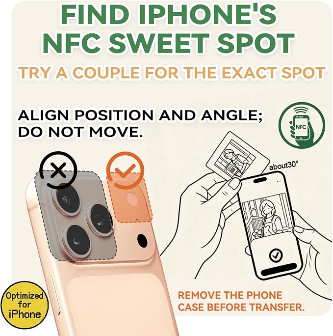 E-Paper Fridge Magnet Classic Plus, E-Ink Battery-Free Instant Photo Style Display, Wireless NFC Picture Frame, Phone-Controlled Acrylic Memo Board for Party/Travel/Home & Gifts, Compatible iPhone 13 and Newer (Green)