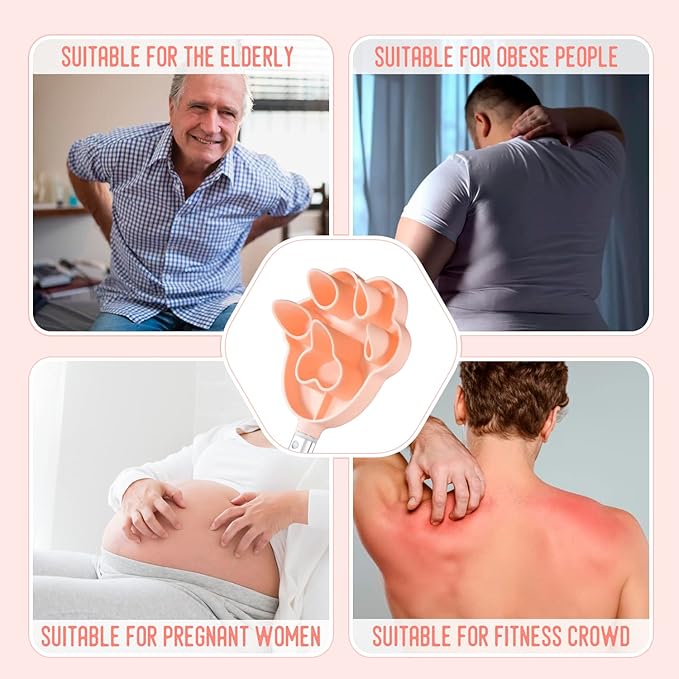 Portable Extendable Back Scratcher for Men and Women, 9 to 27 inches Long Telescoping Handle, Cute Cat Claw Head, Manual Head Neck Foot Back Scratcher (Pink)