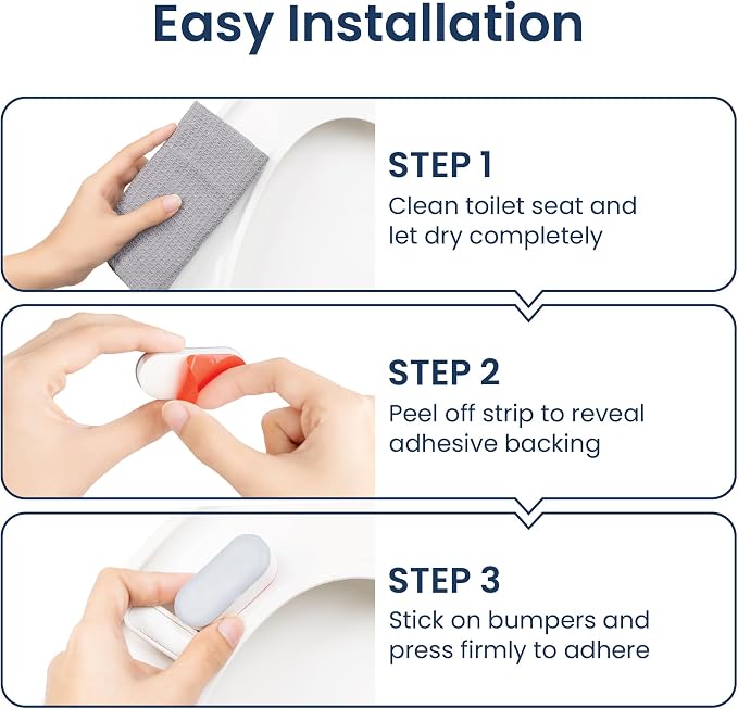 LUXE Bidet 4 Piece Universal Toilet Seat Bumper Kit, Comes with Strong Adhesive | Strong Adhesive