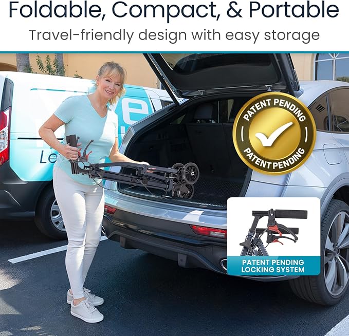 Vive Mobility Lightweight Walker for Seniors - Narrow, Folding Walker | W/Wheels for Small & Tight Spaces - Light Weight for Balance, Compact Doorways, Foldable - Portable & Collapsible for Travel