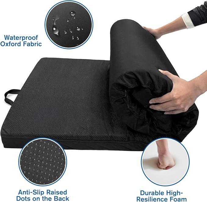 JZHLLA Bedside Fall Mats for Elderly 2.5 Inch Rollable High Density Foam Floor Mats 71.6 * 24 Inch Waterproof Non Slip Protection Mat for Elderly, Handicap, Senior