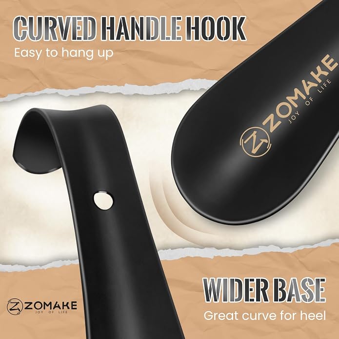ZOMAKE Metal Shoe Horn, Small Travel Shoehorn for Men Women Kids, 5.9''/7.3''/7.5'' Portable Shoe Spoon Helper