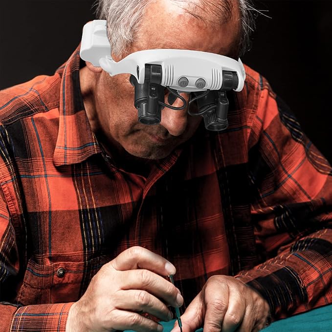 Hands Free Head Magnifying Glasses, Magnifier with Light, 1X, 2X, 3X, 5X, 6X, 8X, Ideal for Jewelry, Eyelash Extensions, Soldering, Craft, Cross Stitch