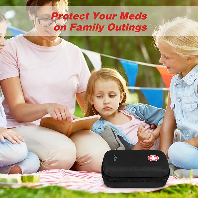 MEDMAX Hard Shell EVA Epipen Medical Carrying Travel Case Holds 3 EpiPens | Shock Absorption Medication Organizer Bag Emergency Medical Pouch for Asthma Inhaler, Allergy Medicine Essentials, Large