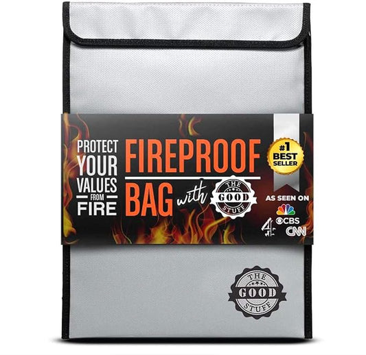 The Good Stuff Fireproof Document Bag Legal Size: 15" x 11" [2000°F Rated] Protect Birth Certificates, Contracts, Legal Papers, Cash, and Other Valuables - Water and Fire Resistant File Bags