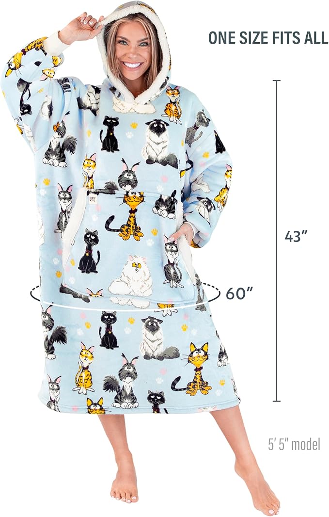 LazyOne Oversized Blanket Hoodie, Oversized Hoodies for Women and Men, One Size Fits All Wearable Blankets