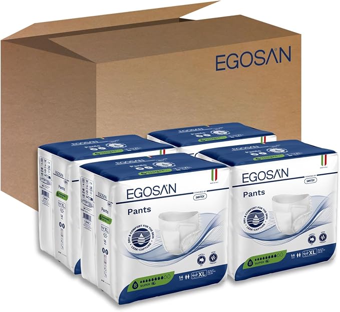 Egosan Super Incontinence Adult Pull Up Underwear with New Stretchable Waistband, Maximum Absorbency for Active Men and Women (X-Large Case, 56-Count)
