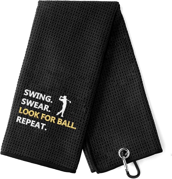 Golf Accessories Towel Gifts for Men | Funny Towels for Golf Bags with Clip | Embroidered Golf Towels | Retirement Gift for Grandpa Dad Brother Husband Boss | Presents for Valentines Day Fathers Day