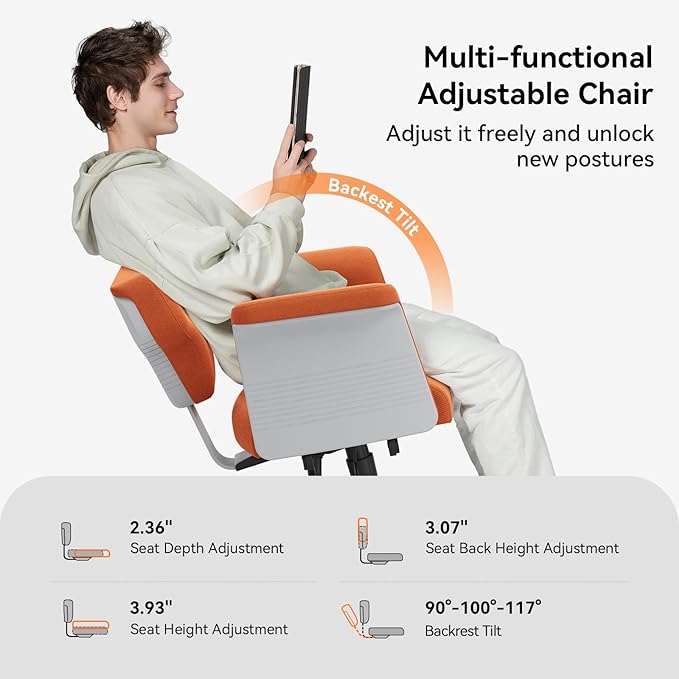 Newtral Freedom-X Criss Cross Chair with Wheels & Amrests- Cross Legged Office Chair with Laptop Tray, Multi-Position Recliner Chair, Adjustable Ergonomic Chair, Relax, Work from Home