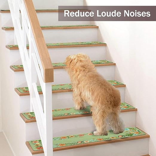 Non Slip Carpet Stair Treads for Wooden Steps Indoor, 15 Pack Stair Runners Covers Staircase Step Rugs Stair Mats for Kids Elders and Dog