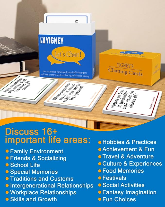 Yigney Conversation Cards for Seniors Alzheimer Products for Elderly Dementia Activities for Patients Memory Game for Men Women