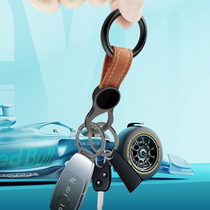 Idakekiy Key Chain with 4 Key Rings and Quick Release Carabiner Clip Leather Car Keychain for Men and Women
