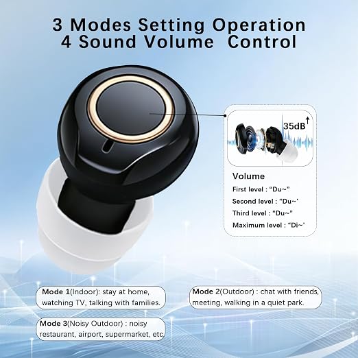 OTC Hearing Aids for Seniors & Adults, Rechargeable Hearing Amplifier with Noise Cancelling, 100+ Hours Battery Life, Easy Operate Control, Comfort & Invisible In-Ear Design