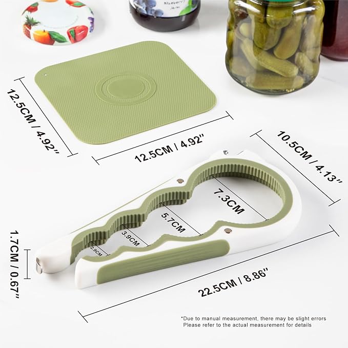 Jar Opener, 6 in1 Bottle Opener and Can Opener for Weak hands, Seniors with Arthritis, Mutil Function Jar Opener Get Lids Off Easily, with Non Slip Rubber Jar opener Gripper Pad