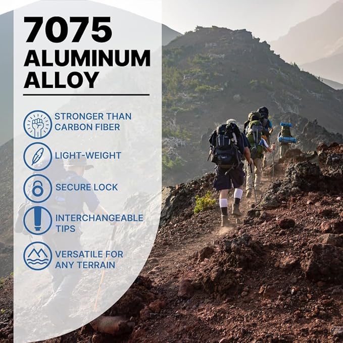 SOLA Trekking Poles Lightweight Collapsible Hiking Poles - 7075 Aluminum Alloy with Anti-Sweat Cork Grips Great for Nordic Walking, Hiking and Camping for Men Women Seniors - 2pcs per Set