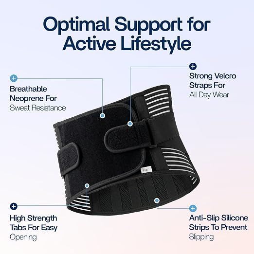 Back Brace for Lower Back Pain Relief | Sciatica Lumbar Support Belt for Men & Women, Adjustable Back Support Brace for Work & Daily Use, All-Day Comfort & Heavy-Duty Compression (Small (28-32.9"))