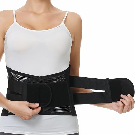 NeoTech Care Lower Back Brace for Women or Men, Lumbar Back Support Belt (Black, Size S)