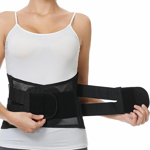 NeoTech Care Lower Back Brace for Women or Men, Lumbar Back Support Belt (Black, Size XL)