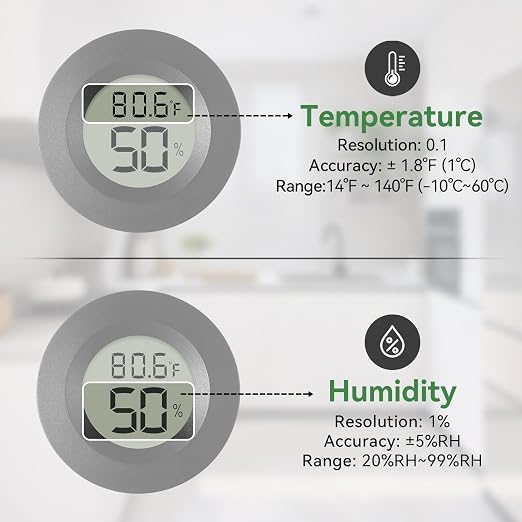 Atogou 2-Pack Mini Hygrometer & Thermometer, Indoor Digital Humidity Meter | ℉/℃, Outdoor Gauge Temperature for Home, Office, Reptile, Car, Greenhouse, Lab, Terrarium, Cellar.. A01 Black