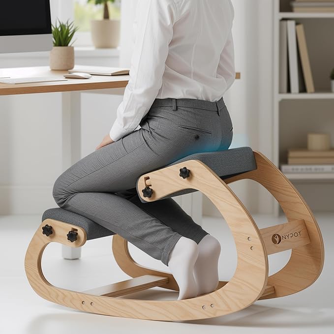 NYPOT Ergonomic Kneeling Chair with Adjustable Seats - Knee Chair for Posture Correction & Kneel Rocking Stool for Desk - Back Pain Relief for Home and Office, Supports 250 pounds - 5 Years Warranty