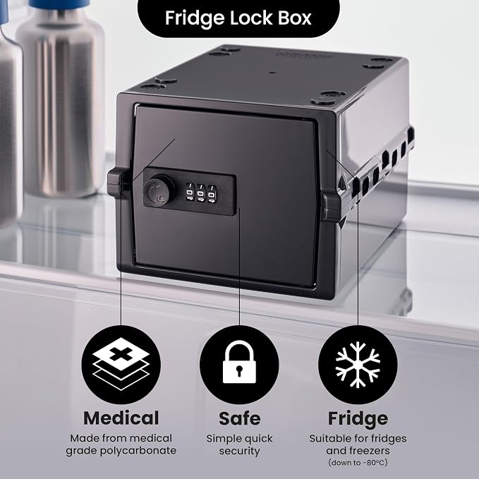 Lockabox Mini™ | Small Lock Box with Combination Lock (Half Letter Sized) | Mini Lockable Box for Small Medicines, Snacks & Mobile Phones | External Size 8.8 x 6.1 x 4.7 Inches (Jet)