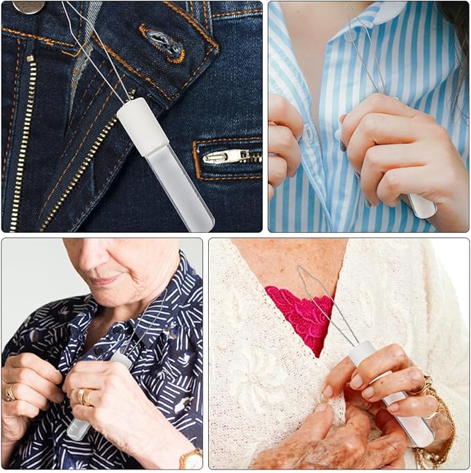 NOLITOY 2pcs Button Hook and Zipper Puller Set, Folding Portable Dressing Aid with One-Hand Button Assist Tool for Clothing, Coat, Shirt, Elderly and Disabled Daily Living
