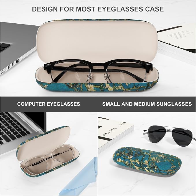 Eyeglasses Case, Portable Hard Shell Protective Case for Glasses, Eyeglass Holder Box for Women with Cleaning Cloth