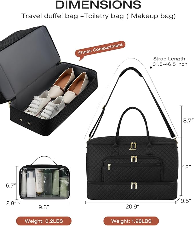 Travel Duffle Bag, Wide Open Large Weekender Bag for Women with Shoe Compartment, Carry on Overnight Bags with Toiletry Bag, Hospital Bag for Women Labor Delivery (Beige Green)