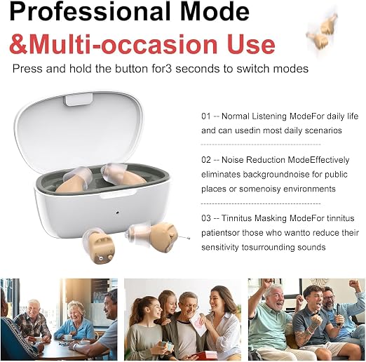 Hearing Aids for Seniors, Hearing Aid Rechargeable for Hearing Loss, Personal Hearing Amplifier with Volume Control and Portable Magnetic Charging Case, Noise Canceling Hearing Aids