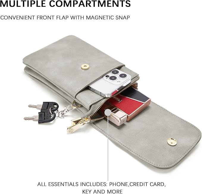 BOSTANTEN Small Crossbody Bag for Women Designer Cell Phone Purse | Vegan Leather, Multiple Pockets, Card Slots, Compact Size for Phone, Cards and Keys, Daily Travel Shopping Use