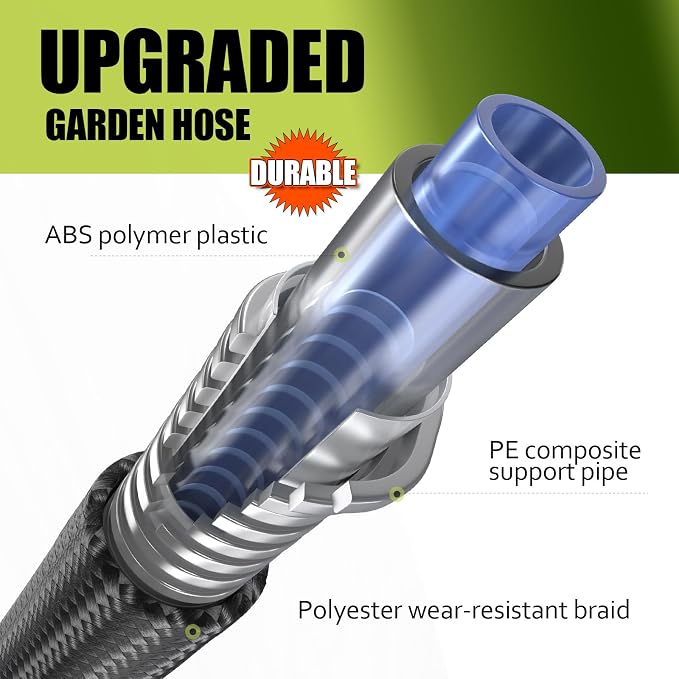 Relxitl Garden Hose, Flexible Water Hose, Ultra Lightweight Non-Expanding hose with 10 Function Sprayer, Leak proof, Pressure Resistant for Yard, Outdoor (Green, 100FT)