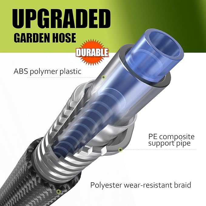 Relxitl Garden Hose, Flexible Water Hose, Ultra Lightweight Non-Expanding hose with 10 Function Sprayer, Leak proof, Pressure Resistant for Yard, Outdoor (Green, 75FT)