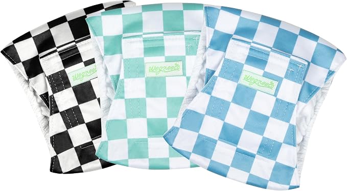 wegreeco Washable Male Dog Belly Band Stylish - Dog Diapers Male - Washable Male Dog Belly Wrap, Dog Diapers Male (Blue, Green, Black Checkerboard, X-Small)