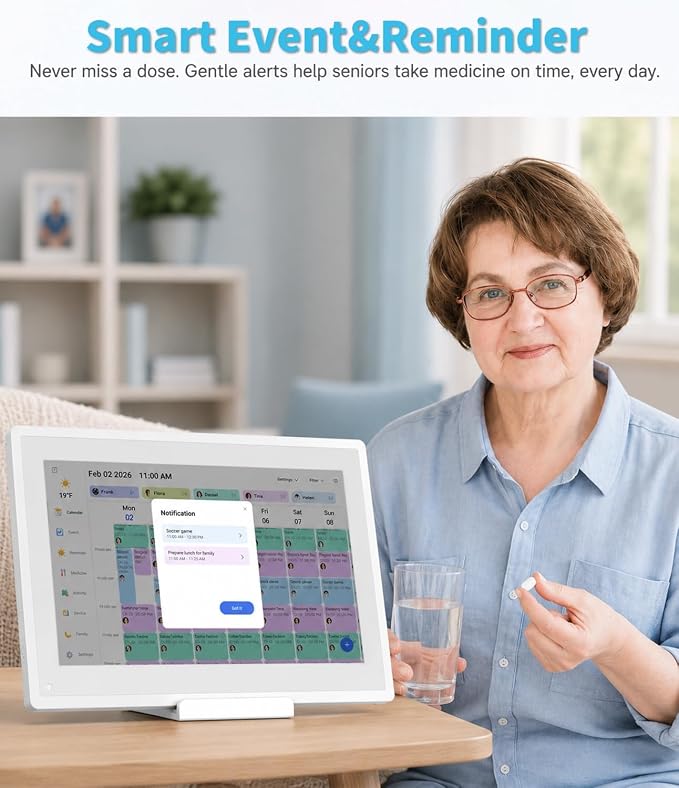 10 inch Digital Calendar Digital Picture Frame Electronic Calendar – Interactive Smart Family Planner, No Subscription, Chore Chart, Meal Planner, Star Reward, Sync Cal Via App, Gift for Mom Dad