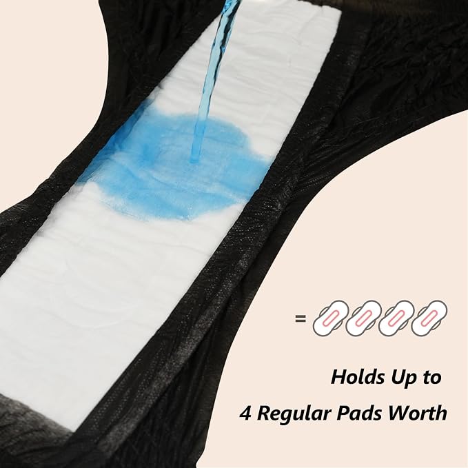 MOLLIS Disposable Period Underwear, Postpartum Panties, S/M, Black, 8Ct | Heavy Flow Period Underwear, Superior Absorbency, Leak Proof Design, Maternity Knickers, Soft Comfort Fit, Unscented