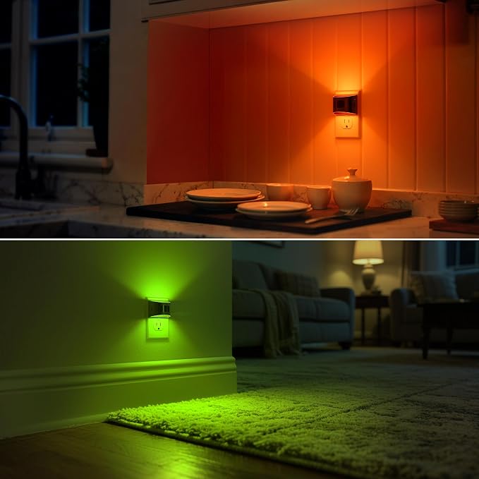 DORESshop LED Night Light[4 Pack], Night Lights Plug into Wall, 8-Color RGB LED Nightlight with Motion Sensor, Dusk to Dawn Sensor, Nightlights for Adults, Bedroom, Bathroom, Hallway