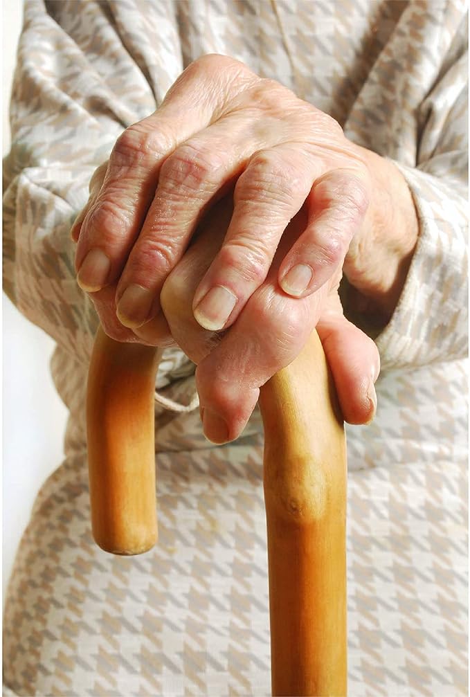 CAREX Solid Wood Walking Cane - Wooden Canes for Men & Women with 250 lb Weight Capacity - 36” Long, 1" Diameter, Wood Canes with Walnut Finish - Rubber Tip Single Point Cane, Walnut Finish, Organic Calendula, 1 Count