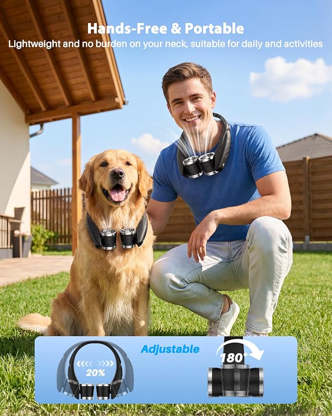 Ausic Portable Neck Fan, Personal Neck Fan with Dual High Speed Turbo Vents, 6000mAh Outdoor Cooling Fan Blow Cold Air, Wearable Rechargeable Travel Fan for Outside Cruise Camping Beach Golf Gifts